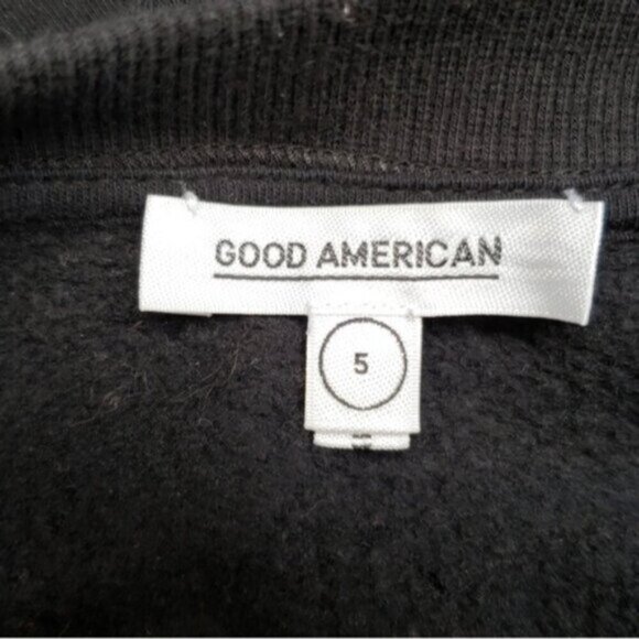 Good American Women's Black Sweatshirt Sheer Panel Sleeves Size 2XL - Picture 7 of 14